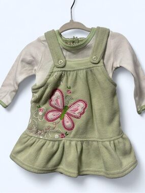 Green Butterfly Fleece  Dress for Kids
